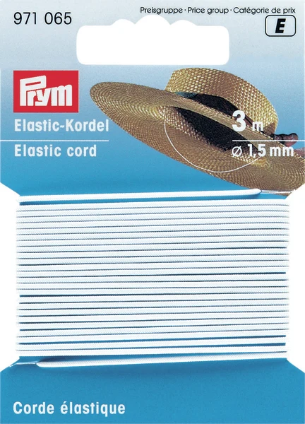 Prym Elastic Cord White 1.5 mm, 3 m