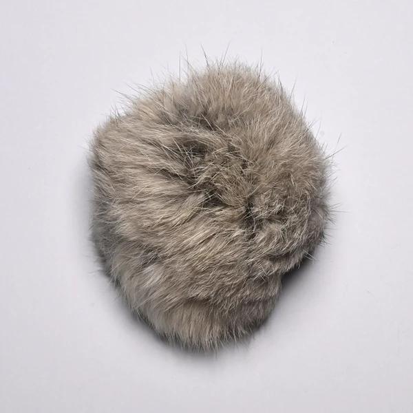 Pompon Futro Królika 10 cm 06 Szary
