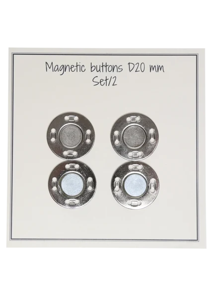 Go Handmade Guziki magnetyczne 20 mm (2 szt.): Srebrny