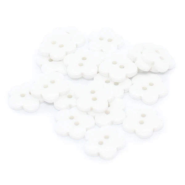 HobbyArts Guziki plastikowe White Flower, 20 szt