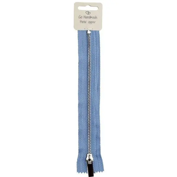 Go Handmade Zipper Metal Blue 20 cm, Silver
