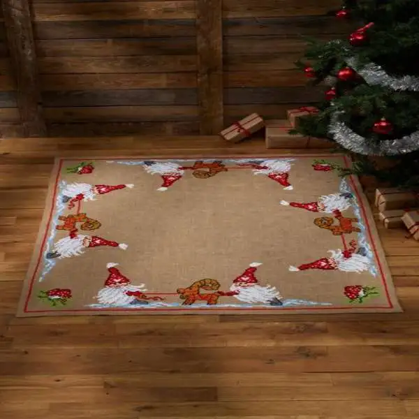 Embroidery Christmas tree rug Santa with buck