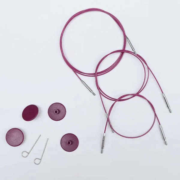 KnitPro Kabel ze Stali Nierdzewnej Swivel Fioletowy (40-150 cm)
