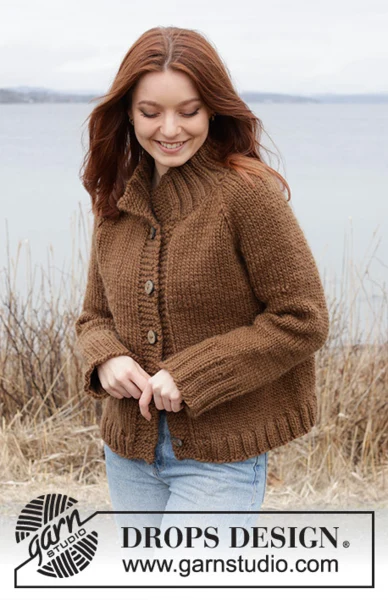 244-26 Autumn Amber Cardigan by DROPS Design