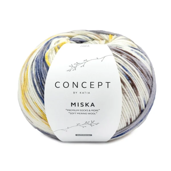 Katia Concept Miska Socks 104 Niebieski-Karmel-Żółty