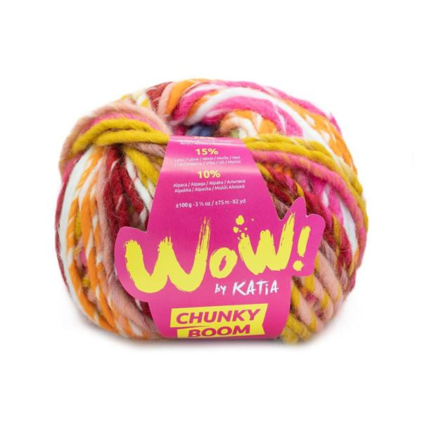 Katia Wow Chunky Boom 306 Fuksja-Pomarańczowy-Zielony-Żółty-Niebieski