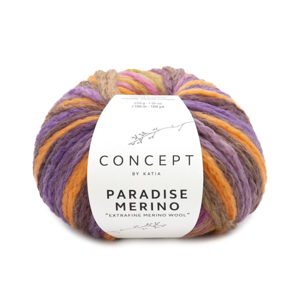 Katia Concept Paradise Merino 504 Różowy-Pomarańczowy-Fioletowy-Żółty ochrowy