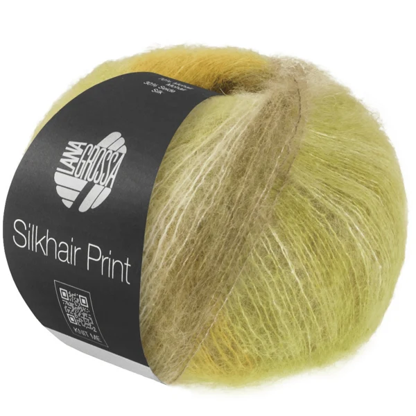 Lana Grossa Silkhair Print 433 Limonka/żółty/taupe/jasny beż
