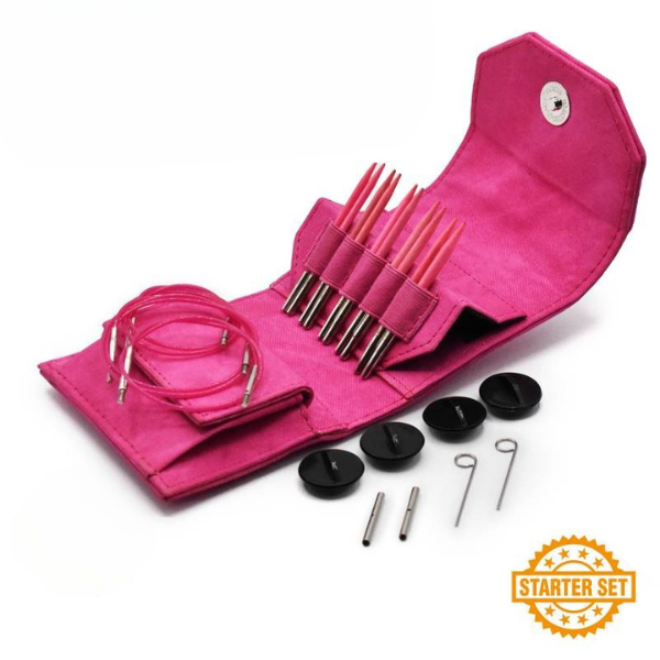 LYKKE Zestaw Drutów z Żyłką Wymiennych Blush, Starter Set, Fuksja, 9 cm