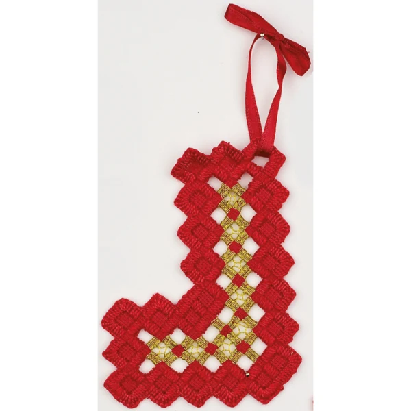 Świąteczny Hardanger Czerwony 9 x 9 cm