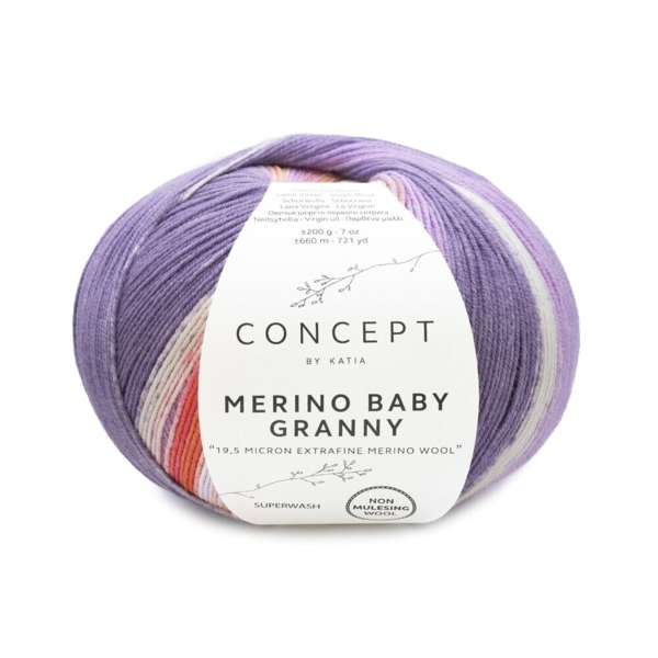 Katia Concept Merino Baby Granny 500 Liliowy-różowoszary
