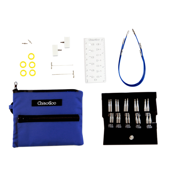 ChiaoGoo Zestaw Wymiennych Drutów Okrągłych Twist Blue Shorties, Small, 5 cm/8 cm