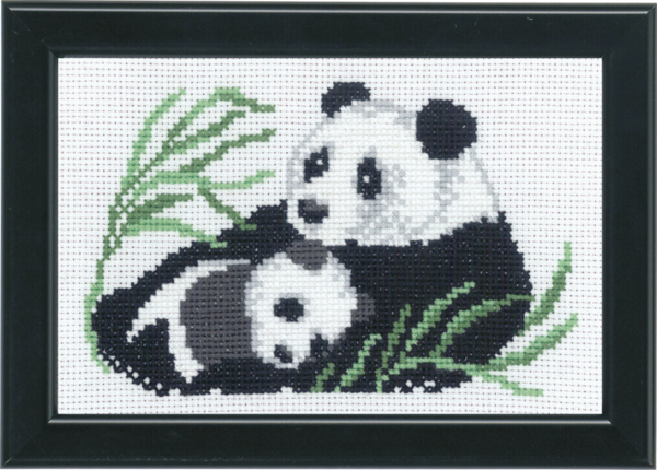 Zestaw do haftu Krzyżykowego Panda z młodym 14 x 9 cm