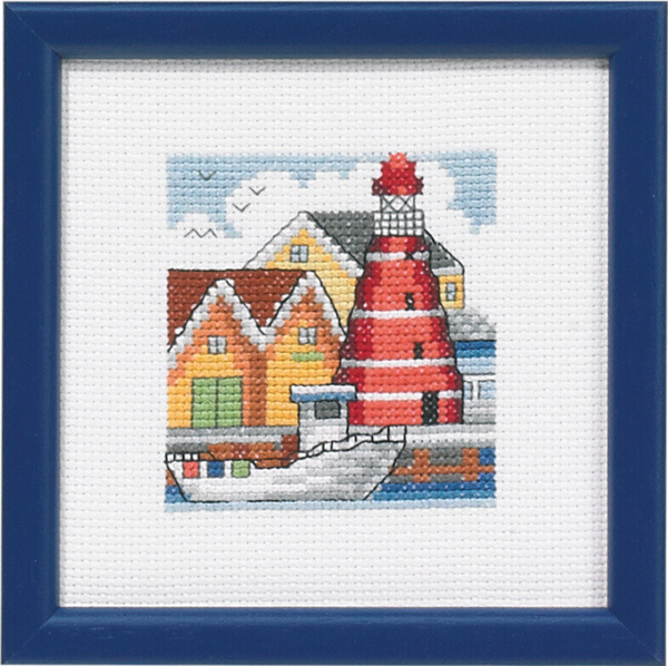 Zestaw do haftu Czerwona latarnia morska port 12 x 12 cm