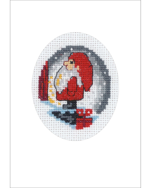 Zestaw do haftu Kartka świąteczna z krasnalem na schodach 9 x 13 cm