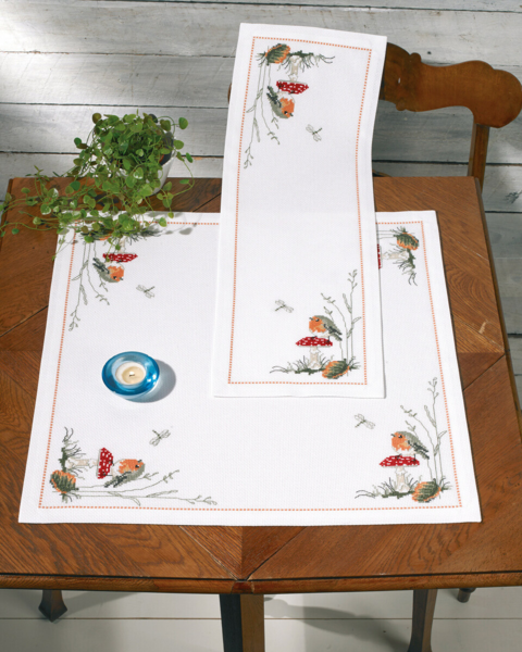 Zestaw do haftowania Rudzik i grzyb 56 x 56 cm