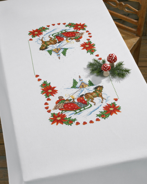 Zestaw do haftu Kościół, Sanie i Gwiazda 140x220 cm