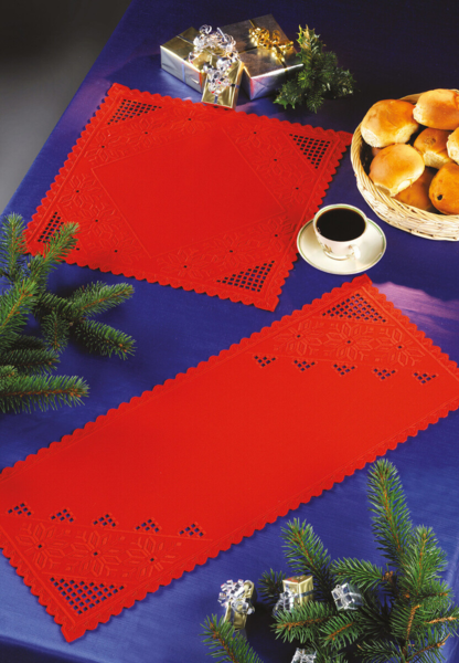 Zestaw do haftu Bieżnik, czerwony hardanger 28 x 67 cm