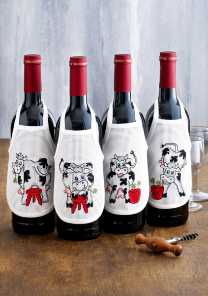 Zestaw do haftowania Krowa, stołek i wiadro 10 x 15 cm