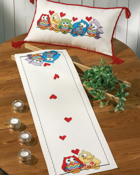 Zestaw do haftu Sowy w rzędzie 60 x 35 cm