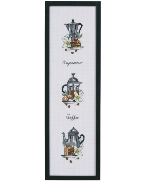 Zestaw do haftu Trzy dzbanki do kawy 15 x 55 cm