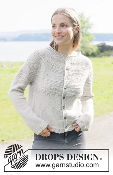Moon History Cardigan – DROPS 273-31 – kardigan z reliefowym karczkiem