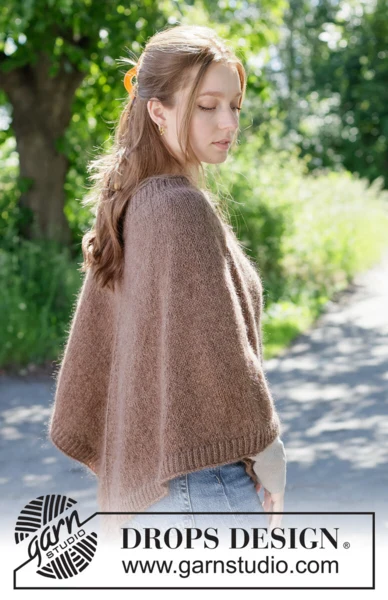 Forest Fall Poncho – DROPS 272-19, brązowe ponczo (1)