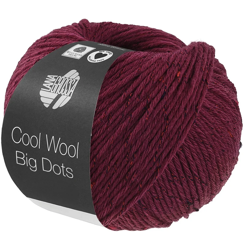 Lana Grossa Cool Wool Big Dots 104 Burgundowy