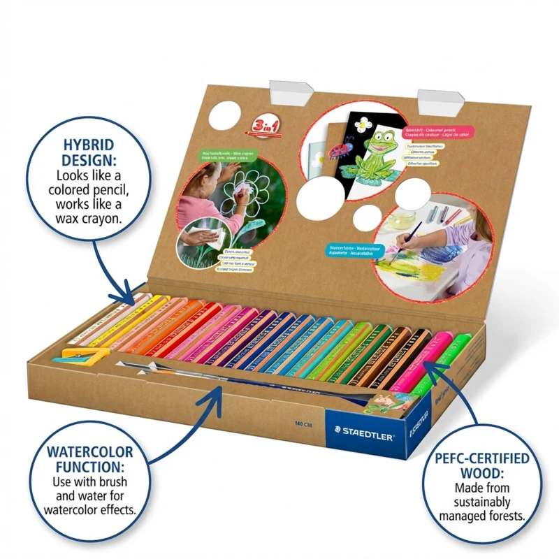 STAEDTLER Kredki Buddy 3-w-1, 18 sztuk – Main