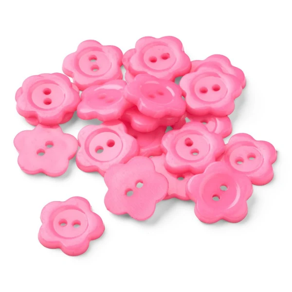 HobbyArts Guziki plastikowe Pink Flower 15 mm, 20 szt