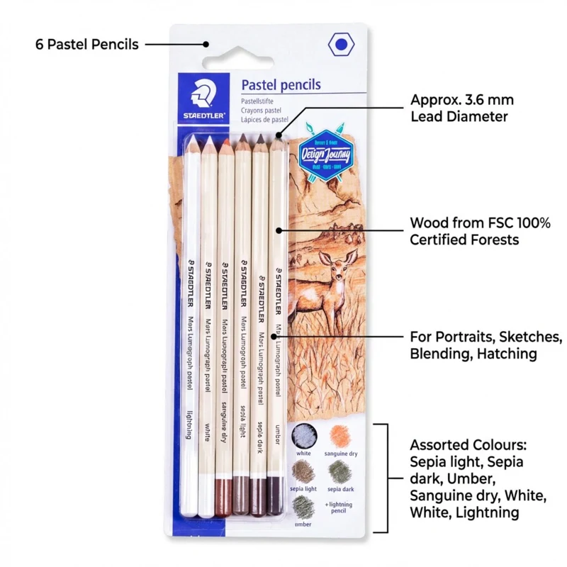STAEDTLER Mars Lumograph Kredki pastelowe, 6 szt – P-SBK6