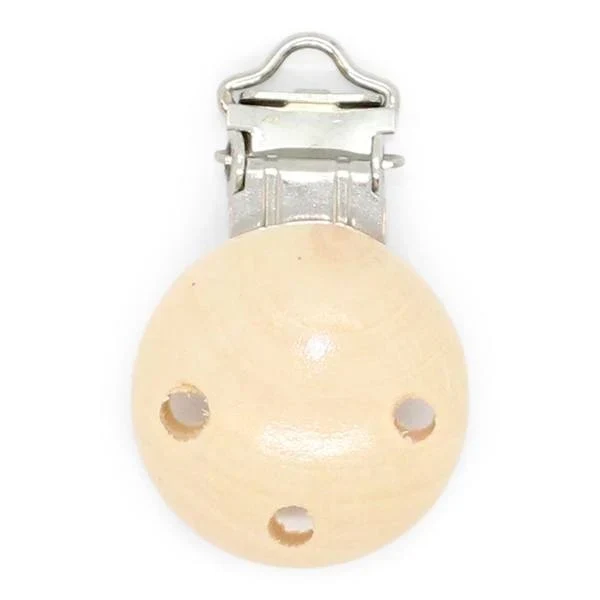 HobbyArts Klips Drewniany, Okrągły, z Otworami, 1 szt. Natura