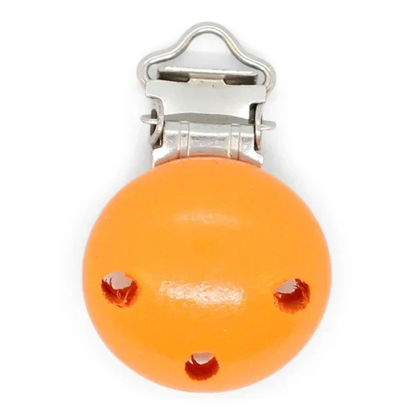 HobbyArts Klips Drewniany, Okrągły, z Otworami, 1 szt. Pomarańczowy