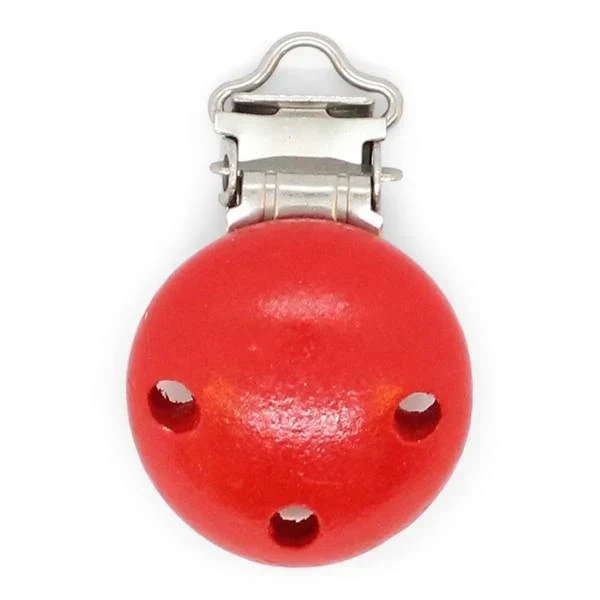 HobbyArts Klips Drewniany, Okrągły, z Otworami, 1 szt. Czerwony
