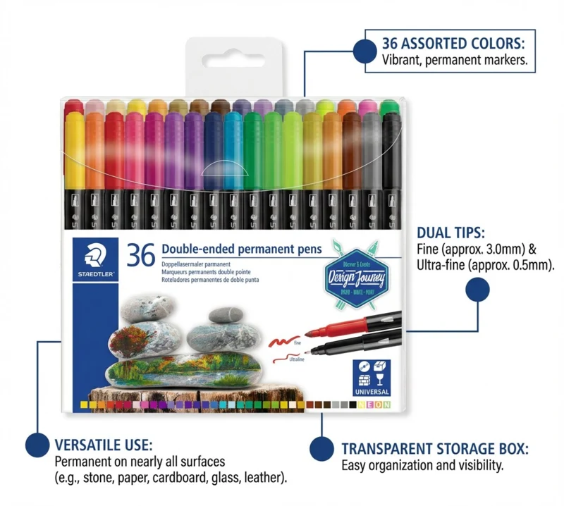 STAEDTLER Długopisy permanentne dwustronne, 36 szt – TB36
