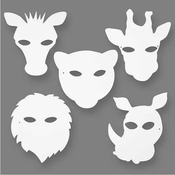 Jungle Animal Masks, 16 pcs