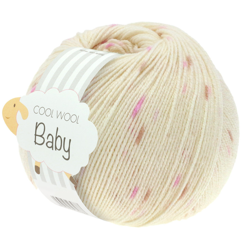 Lana Grossa Cool Wool Baby 353 Złamana biel/Liliowy/Różowy/Jagodowy