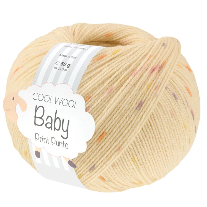 Lana Grossa Cool Wool Baby 375 Bladożółty/Żółty/Pomarańczowy/Liliowy/Różowy
