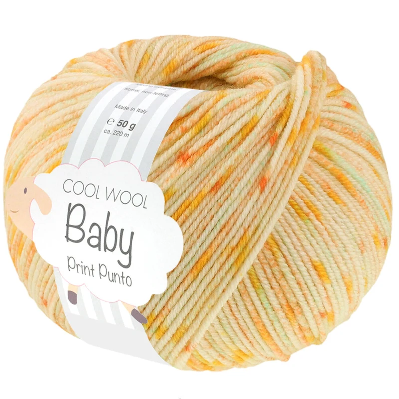 Lana Grossa Cool Wool Baby 374 Cytrusowożółty/Żółty/Turkusowy/Majowa zieleń