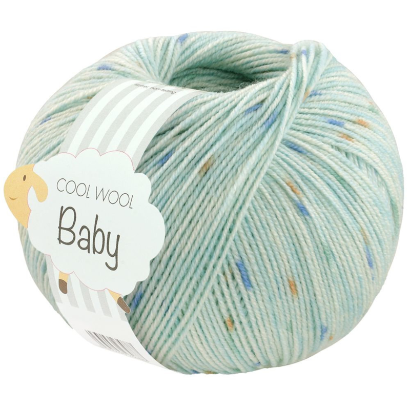 Lana Grossa Cool Wool Baby 369 Miętowy/Niebieski/Pomarańczowy