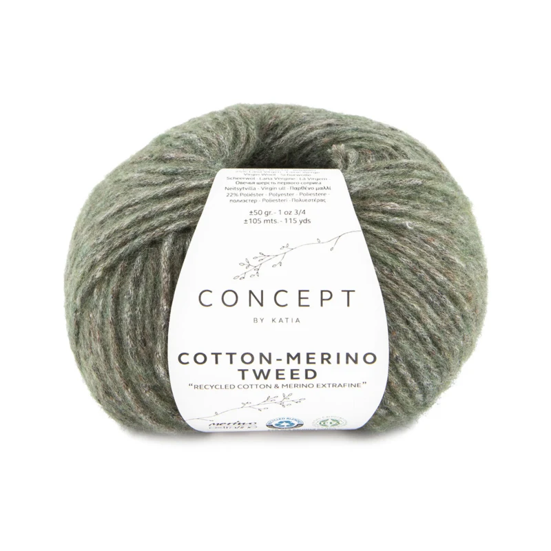 Katia Cotton-Merino Tweed 511 Czarny zielony