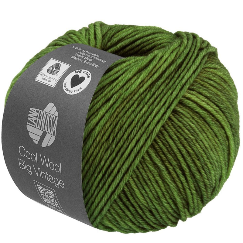 Lana Grossa Cool Wool Big Vintage 92 Trawiasty zielony
