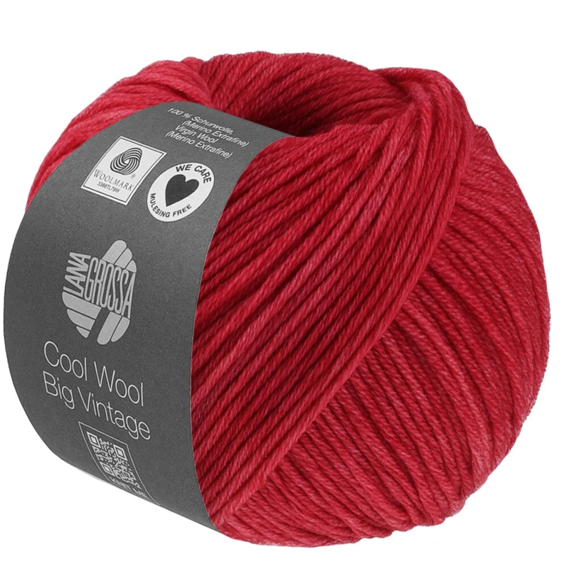 Lana Grossa Cool Wool Big Vintage 95 Czerwony