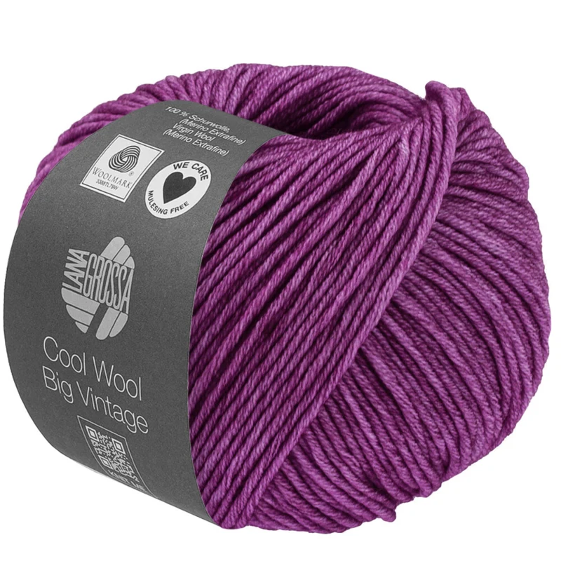 Lana Grossa Cool Wool Big Vintage 94 Czerwono fioletowy
