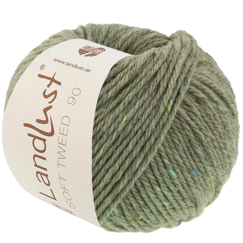Lana Grossa Landlust Soft Tweed 90 34 Zielony beż melanż