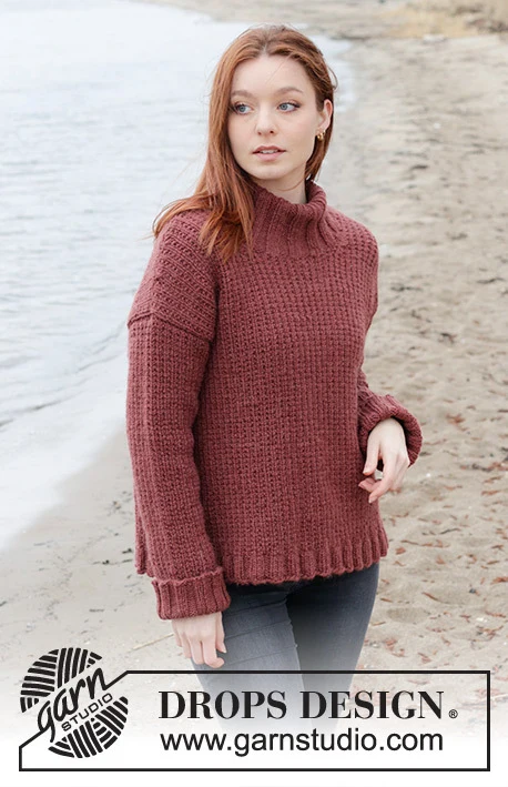 245-26 Rustic Berry Sweater by DROPS Design