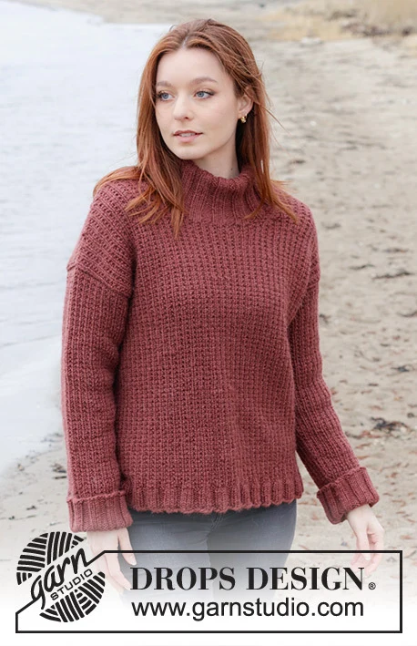 245-26 Rustic Berry Sweater by DROPS Design