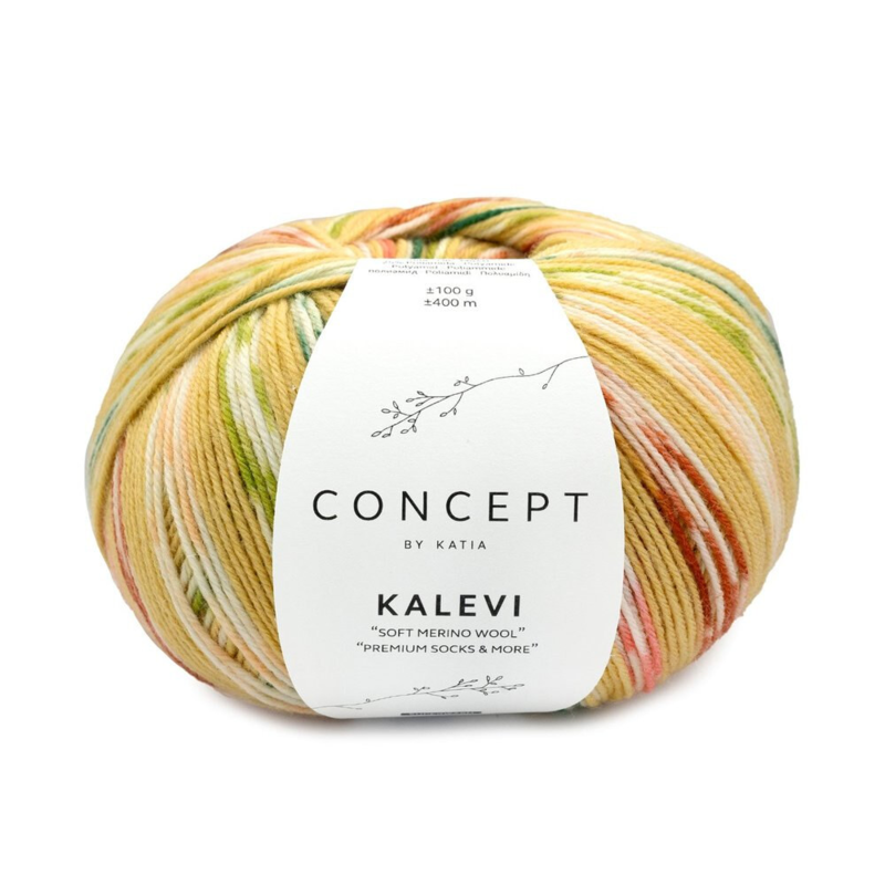 Katia Concept Kalevi Socks 205 Ochra żółta-Zielony-Różowy-Średni pomarańczowy