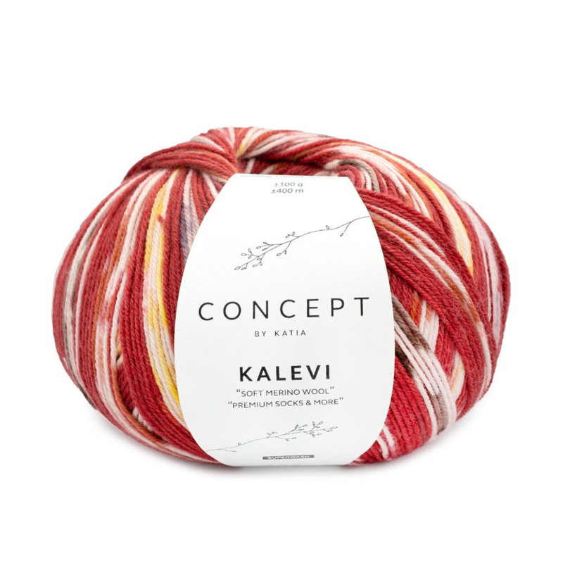 Katia Concept Kalevi Socks 204 Czerwony-Brązowy-Żółty-Rdzawoczerwony