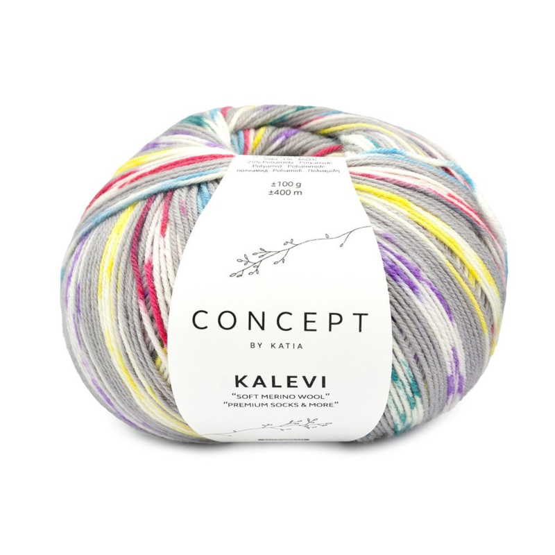 Katia Concept Kalevi Socks 200 Szary-Fioletowy-Fuksja-Żółty